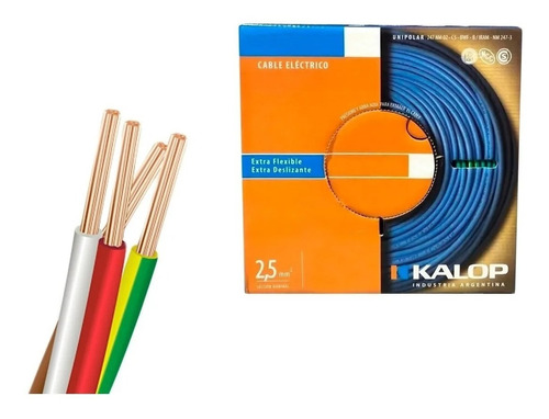 Cable Unipolar Kalop Cat 5 Normalizado 2.5mm Flexible X 50m 