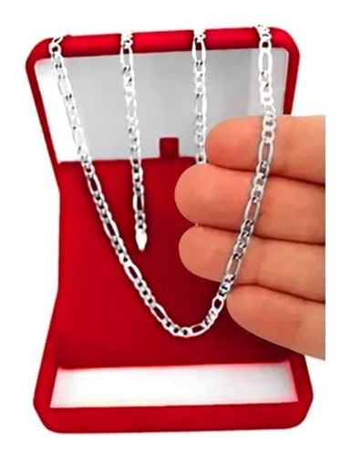 Imagem 3 de 5 de Cordão Corrente Italiano Prata 925 Masculina 3x1 70cm 3mm