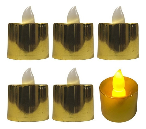 100 velas LED simuladas, vela encendida oscilante con batería dorada