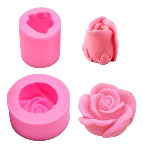 De Moldes Vela Flor Rosa 3d 2 Piezas, Molde Silicona Rosa