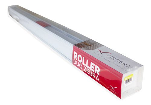 Cortina Roller Duo Lino 120x120cm Color Blanco Crema Vincenzi, Persiana Doble Para Controlar La Luz, Térmica, Mejora La Privacidad Con Estilo De Tela Moderno