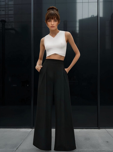 Pantalón Casual Holgado Para Mujer Con Bolsas #42 - P