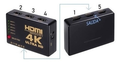 Switch Hdmi 5x1 Splitter Video 4k 2160p 60hz Control Remoto