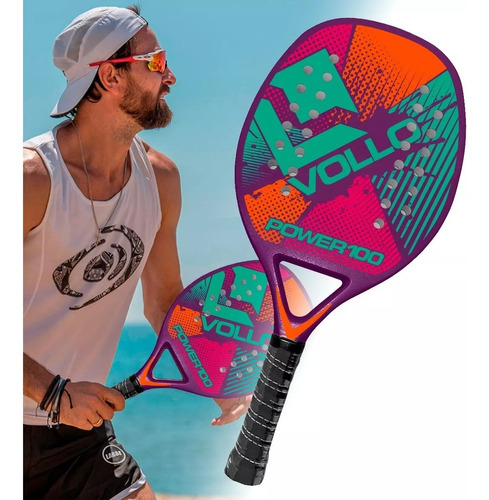 Raquete Beach Tennis Jogo Profissional Praia Vollo Cor Vermelha