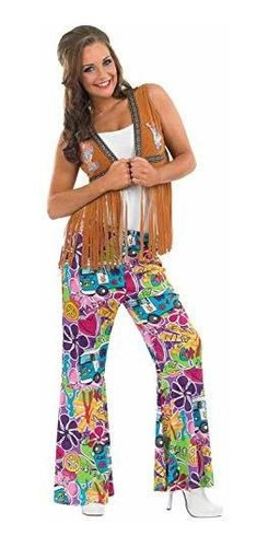 Disfraz De Chaleco Hippie Para Mujer, Adulto De Los Años 60 