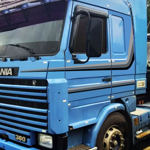 Imagem 3 de 6 de Jogo Faixas Scania 113 1994 Adesivo Grafite/preto Decorativo