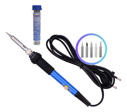 Ferro De Solda Regulagem + Estanho Temperatura 60w 6 Pontas