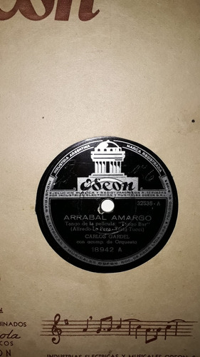 Gardel Disco Pasta 78 Rpm: Arrabal Amargo/lejana Tierra Mía