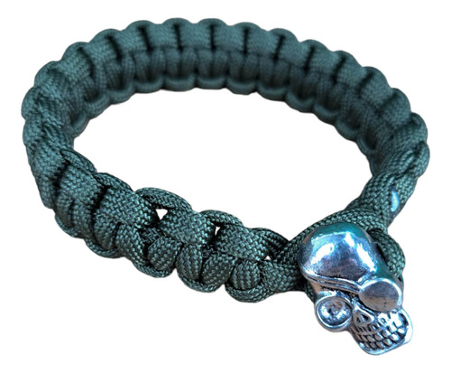 Bracelete Paracord Camping Pesca Caveira Verde