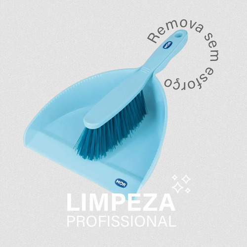 Kit Limpeza Compacto Com Escova Suave E Pá Resistente Azul
