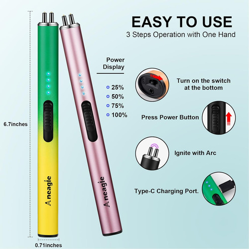 Encendedor De Velas Eléctrico Actualizado Usb Tipo C, Recarg