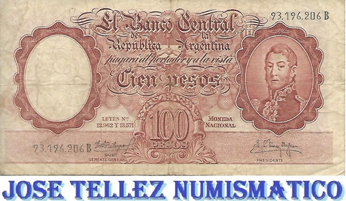 Bottero 2058 $ 100 Moneda Nacional Serie B B+ Palermo