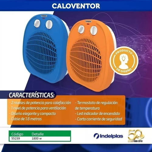 Imagen 5 de 6 de Caloventor Electrico Termostato Indelplas Ic-01 Calefactor