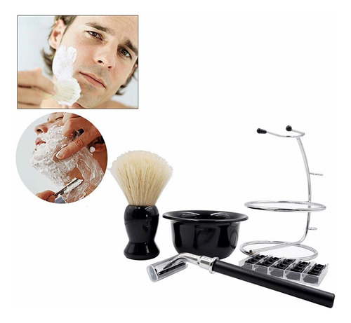 Barbería Set De Barba Hisopo Navaja Navajin Para Afeitar
