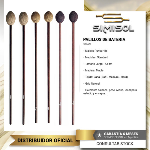 Imagen 2 de 6 de Palillos Mazo Marimba Punta De Hilo Stagg Smmw + Funda