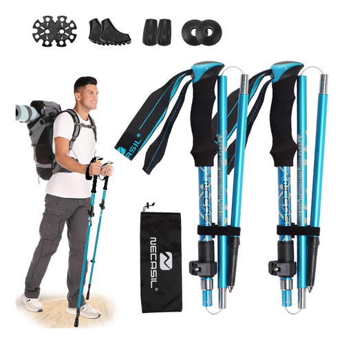 2 Bastón Trekking Plegable Ligero Senderismo Caminar Escalar