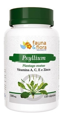 Psyllium +vitaminas 500mg 120caps -intestino, Diabete E Mais Sabor Neutro