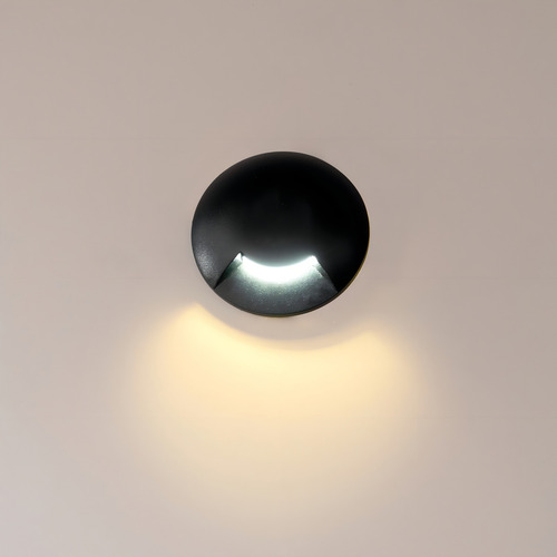 Balizador Escada Redondo Solo Led 1w Embutir 3000k 1 Facho Cor da cúpula Preto