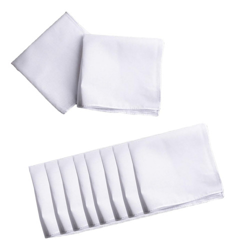 10 Pañuelos Blancos De Bolsillo Para Hombres Y 35cm X 35cm