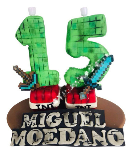 Minecraf Mikecraf Steve Cake Topper Vela Pasta Francesa