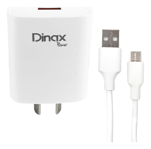 Cargador Tipo C Carga Ultra Rápida Con Cable Usb Dinax Full Color Blanco