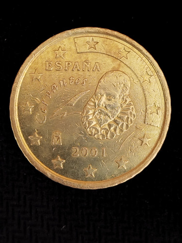 Moeda Espanha 50 Cêntimos Euro 2001 Miguel De Cervantes (Usado)