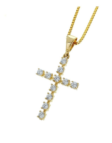 Spadafora Dije Cruz Dama Y Cadena Oro 14k + Estuche De Lujo