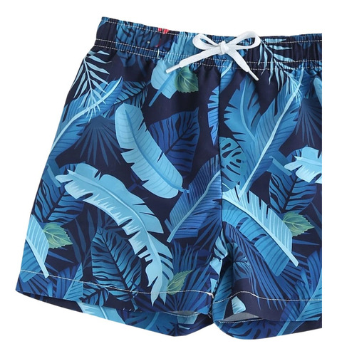 Traje De Baño Para Bebe Niño Estilo Short Boxer Hojas