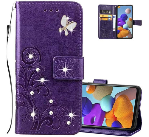 Para Moto G9 Play Case Elegante Glitter Diamond Billetera 85