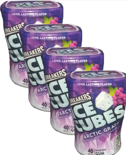 4x Ice Breakers Ice Cubes Arctic Grape Chicles Sabor Uva