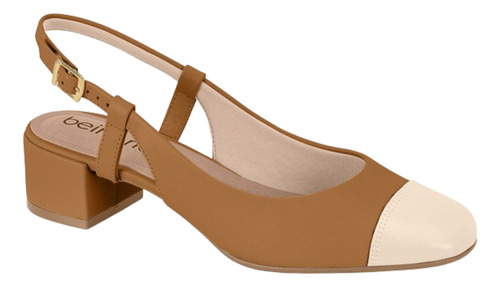 Sapato Scarpin Slingback Beira Rio Salto Bloco Baixo Classic