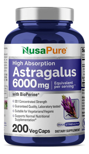 Nusapure | Astragalus Root 6000 Mg X 200 Caps | Astragalo