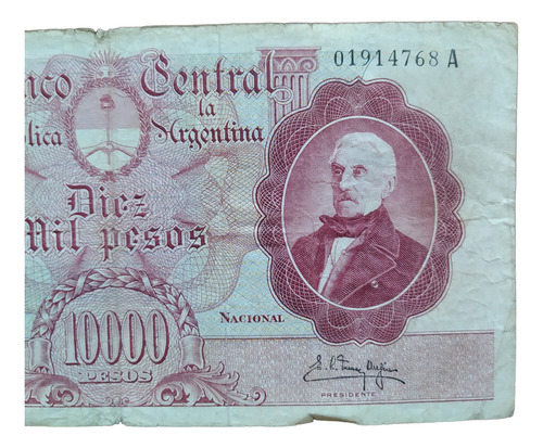 Antiguo Billete 10000 Pesos Moneda Nacional Bott 2186 1961