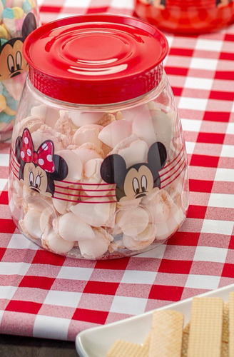 Tiba Pote porta mantimento plástico 1600 ml mickey minnie Vermelho Escuro 1