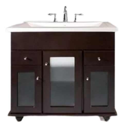 Mueble De Baño Maral Wengue 100 Con Vidrio - Marmoreo