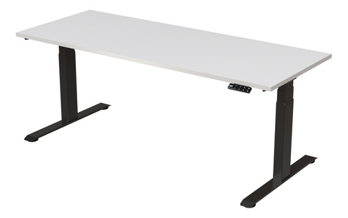 Escritorio Premium De Altura Ajustable Eléctrico Randu 190x75cm 25mm Blanco Con Negro Estable Y Resistente