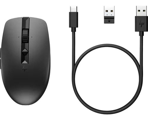 Mouse Sem Fio Recarregável Hp 710 Dongle Usb Bluetooth Preto