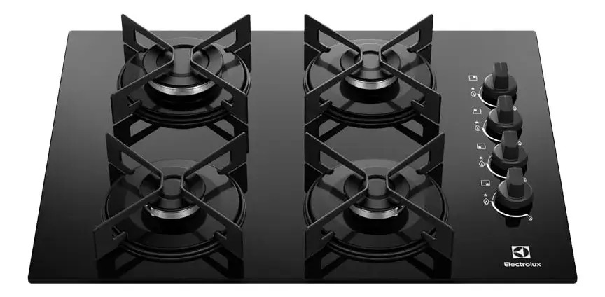 Fogão a gás embutido Electrolux Efficient Vit Black de 4 queimadores