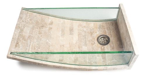 Bacha Marmol Travertino Artesanal Rectangular Baño Rustica 