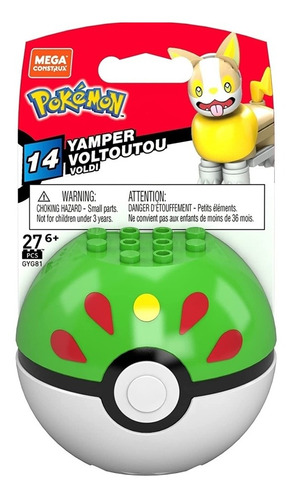 Mega Construx Pokémon Yamper Pokebola Serie 14!! Cantidad De Piezas 27