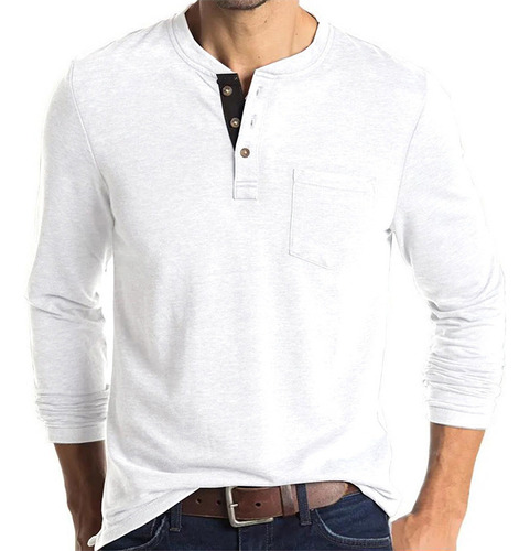 Camiseta Henley Casual Para Hombre Playera De Solapa Frontal