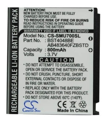Bateria P/ Celular Samsung 3.7dc 800 Mah 2.96wh Litio