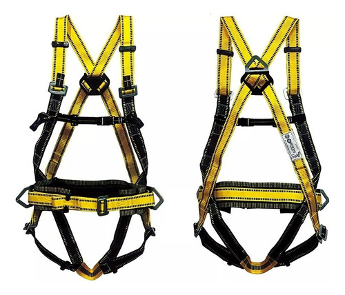 Arnes Seguridad Con Cabo De Vida Homologado Iram 3622-1 Color Negro Y Amarillo