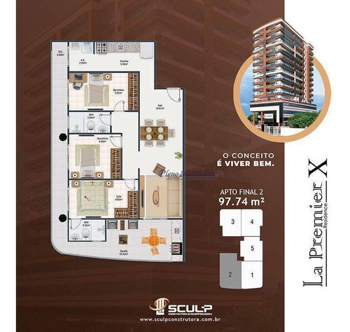 Imagem 14 de 23 de Apartamento Com 2 Dormitórios Sendo 1 Suíte, À Venda, 75 M² Por R$ 451.026 - Canto Do Forte - Praia Grande/sp - Ap1144