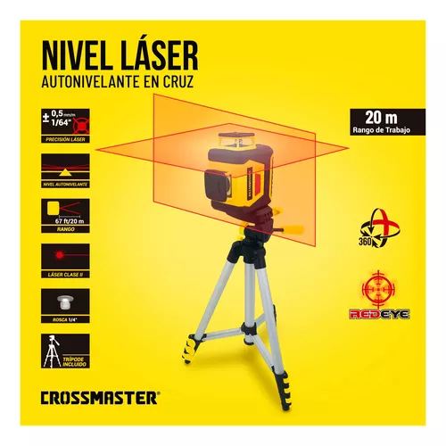Nivel Laser Crossmaster Autonivelante 360 Grados 20 Metros Con Tripode