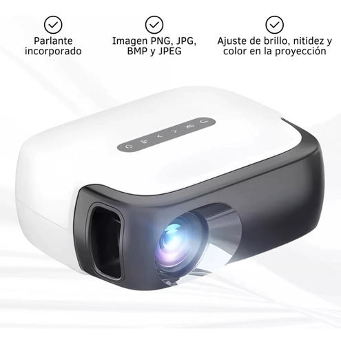 Proyector Portatil Led 1200 Lumenes Hdmi Video Reprod Blanco