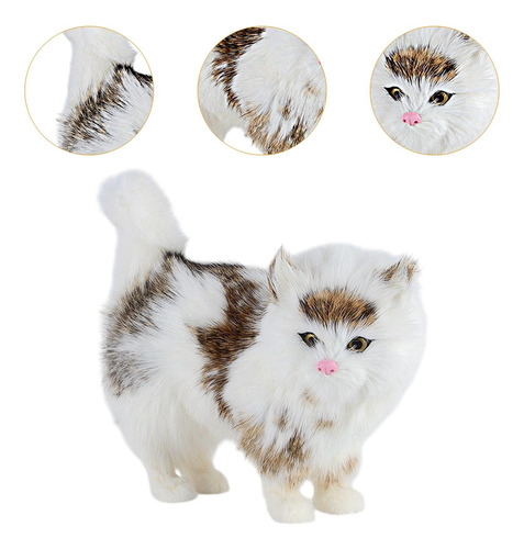 Simulación Gato Estatuilla Gato Felpa Juguete Lindo Marrón