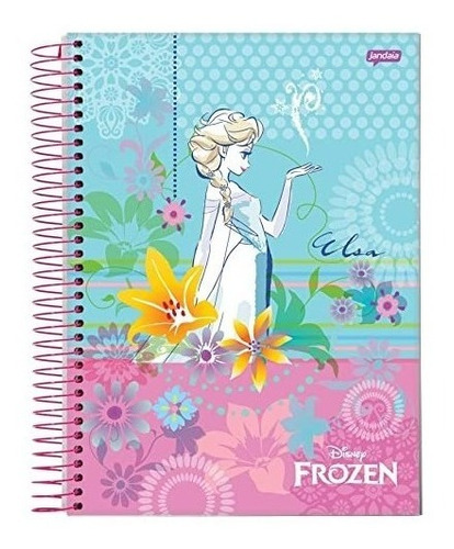 Caderno Frozen Anna Elsa Espiral G 10 Matérias 200 Folhas