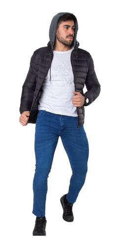 Imagen 4 de 6 de Campera Hombre Inflada Liviana Con Capucha Frizada Importada