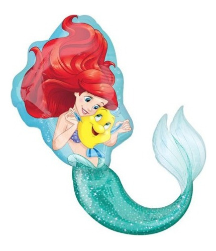 Pack 5 Globos Metalizados Sirena Ariel Cuerpo Chico 35cm